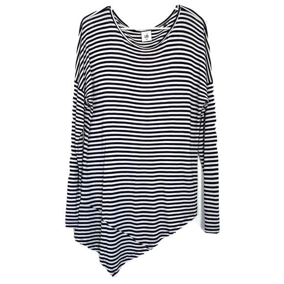 CAbi Blue White Long Sleeve Boat Stripe Tee - Picture 1 of 10